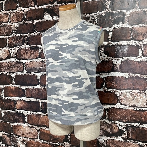 PJ Salvage Pajama Tank Womens Medium Moon Grey NWT Camo Cool Sleeveless Top - Picture 6 of 14